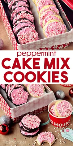 this peppermint cake mix cookies are so good and easy to make they look like they're ready for christmas