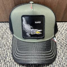 Brand New Ships The Same Day Camouflage Trucker Baseball Cap Snapback, Military Style Khaki Trucker Hat Snapback, Green Military Snapback Baseball Cap, Baseball Snapback, Alligator Crocodile, Military Snapback Baseball Cap With Logo Patch, Goorin Bros, Military Style Camouflage Snapback Trucker Hat, Hat Cap