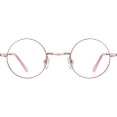 These round metal glasses are a true classic style. The narrow eyeglasses features adjustable nose pads spring hinges and acetate temple tips for a comfortable fit. It is available in the following colors: silver gray pink and black. | Zenni Round Prescription Eyeglasses Rose Gold Stainless Steel Zenni Frames, Black Round Glasses, Gold Round Glasses, Rose Gold Glasses, Artsy Vibe, Round Metal Glasses, Classic Glasses, Round Eyeglasses Frames, Square Face Shape