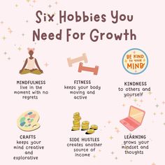 These hobbies will help you growing up along the way. Improving yourself everyday☀️☘️
Credit: @helpsavemoney instagram 
#hobby #grow #selfcare #selflove #mindset Hobbies To Learn, Learn Everyday, Improving Yourself, Being Mindful, Agenda Planner, Learn Crafts, Bible Notes, Financial Stability, Hustle Ideas