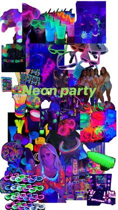 a collage of neon party items with the words neon party