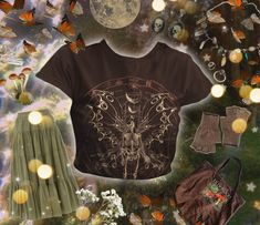 Fairycore tshirt * Skeleton fairy and moon phases * Grunge Goblincore Fairygrunge top * Cottagecore shirt * Witchy clothing * Dark Academia  ALL SIZES ARE UNISEX (despite of it saying "Men's" in the size options)  *About Fern and Fly* Our designs are unique, created, edited or drawn by us and are all inspired by all things nature, magic, art and folklore! *Material* 100% cotton. Pre-shrunk for extra durability. Shoulder-to-shoulder taping. Quarter-turned to avoid crease down the center. *Print* Clothing Dark Academia, Skeleton Fairy, Witchy Clothing, Crystal Healing Chart, Goblincore Aesthetic, Fancy Rat, Peach Art, Cottagecore Shirt, Pet Rats