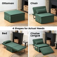 four different types of chaise lounges in various stages and sizes, with text describing them