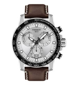 From Tissot&#x2C; this watch features:Brown Leather Strap with Buckle ClosureStainless Steel CaseSilver DialSapphire Crystal Swiss Chronograph Movementapprox. 45mm Case SizeWater-resistant up to a pressure of 10 bar (100 m / 330 ft)2 Years of WarrantyImported. Tissot T Touch, Tissot Mens Watch, Brown Leather Strap Watch, Chrono Watches, Tissot Watches, Mens Chronograph, Chronograph Watch Men, Casual Watches, Brown Leather Strap