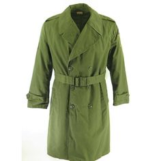 "Vintage 50s US Army M-1950A Overcoat M Green Military Wool Liner USATC Brand: US Army Made in USA Size M Cotton with Wool Liner Measurements: Chest: 18\" underarm to underarm Sleeve length: 25\" Length: 44\" from bottom of collar to hem Pre-owned There is a run in the fabric on the front, near the bottom. The M-1950A Army overcoat is ideal for that authentic military style you like so much and it will keep you warm for sure because a mid weight wool detachable liner comes included! Too warm? un Vintage Double-breasted Outerwear With Pockets, Vintage Double-breasted Solid Outerwear, Vintage Olive Long Sleeve Outerwear, Retro Solid Color Outerwear For Work, Olive Vintage Long Sleeve Outerwear, Vintage Olive Outerwear For Work, 1950s Style Outerwear With Button Closure For Fall, 1950s Style Fall Outerwear With Button Closure, Vintage Green Double-breasted Outerwear