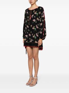 Cynthia Rowley floral-print dropped-waist Silk Minidress - Farfetch Silk Shirt Dress, Scallop Edge, Silk Midi Dress, Silk Maxi Dress, White Shirt Dress, Silk Twill, Black Shirt Dress, Cynthia Rowley, Tie Neck