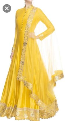 Bridesmaid Suits, Silk Anarkali, Indian Kurti, Dresses Yellow, Embroidered Anarkali, Long Dress Design, Indian Gowns Dresses, Kurti Designs Party Wear, Indian Gowns