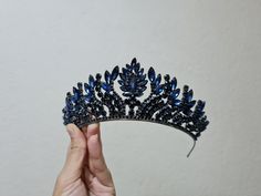 navy blue crown, tiara navy, bridal crown, wedding crown for bride, navy tiara, hair accessories, blue crystal tiara, bride hair accessories Navy Blue Crown, Hades Costume, Blue Tiara, Crown For Bride, Tiara Bride, Tiara Hair, Crystal Tiara, Blue Crown, Accessories Blue