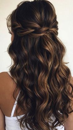 Brown Hair Wedding Hairstyles Down, Wavy Hair Wedding Styles Naturally, Long Length Curly Hairstyles, Braided Curled Hairstyles, Brown Hair Bridal Hairstyles, Hair Styles Long Curly Hair, Hair Styles For Long Curly Hair Length, Curled Hairstyles For Medium Hair Formal