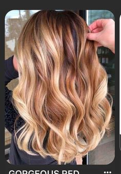 Blond And Auburn Hair, Autumnal Hair Colour Blonde, Red Copper Ombre Hair, Dark Blonde Hair Color Ideas Caramel, Blonde Copper Balayage, Blonde Red Balayage, Simple Upstyles, Greece Hair, Carmel Blonde