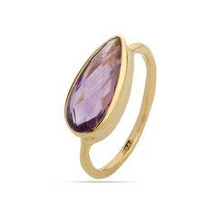 18K Gold Plated on 925 Sterling Silver. Metal : Solid Sterling Silver with 925 Stamp. Stone - Natural Amethyst  Ring Weight - 2.8 Stone Size - 6x15mm Pear Teardrop Amethyst Ring For Anniversary, Formal Teardrop Amethyst Ring, Purple Amethyst Teardrop Ring, Teardrop Amethyst Ring For Gift, Purple Teardrop Gemstone Rings, Teardrop Amethyst Ring For Formal Occasions, Teardrop Amethyst Ring As Gift, Teardrop Amethyst Ring, Ring Pear Shaped