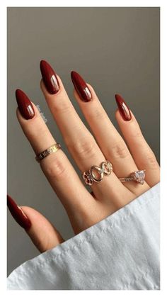 Indulge in the rich, romantic hue of cherry wine nails, perfect for adding a touch of sophistication to any look, day or night. Smink Inspiration, Makijaż Smokey Eye, Color Powder, Nail Arts, Manicure E Pedicure