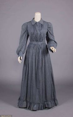 1890s Walking Dress, 1890s Middle Class Fashion, 1890s American Fashion, 1890s Working Woman, 1890s Work Dress, 18000s Fashion, Edwardian Wrapper Dress, 1870s Dress Casual