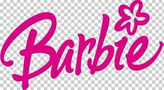 the word barbie is written in pink on a transparent background, and it says barbie