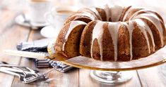 a bundt cake sitting on top of a glass plate