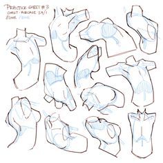 some sketches of clothes and shoes for the character's head, neck and shoulders