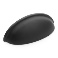 a black oval object on a white background