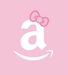 an amazon logo with a pink bow on it's head and the letter a