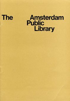 the amsterdam public library is shown in black on yellow paper, with an orange background