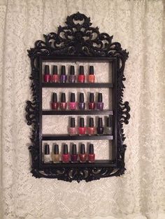 Great way to show off your nail polish selection! http://www.phorest.com/blog/2014/11/23/fantastic-salon-diy-ideas/#.VIbMWzGsW90 #LetsGrow #Salons #Upcycling #SalonUpcycling #DIYDecor #DIY Nail Polish Shelf, Nail Polish Storage, Nail Polish Organizer, Diy Nail Polish, Nail Room, How To Grow Nails, Beauty Storage, Beautiful Storage, Elegant Frame