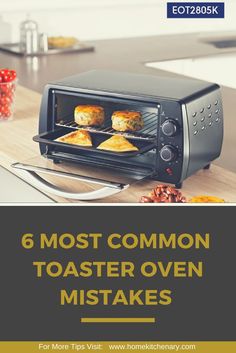 a toaster oven filled with food sitting on top of a counter