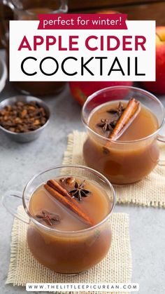 cups of apple cider cocktail Holiday Apple Cider, Apple Cider Uses, Spiked Cider, Cider Cocktail, Apple Cider Cocktail, Cider Cocktails, Mulled Cider