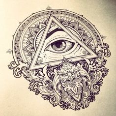 an all seeing eye in the middle of a drawing