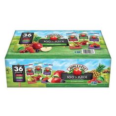 two boxes of juice with fruit on them