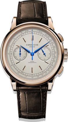 Corniche Heritage Chronograph C70984 Heren Horloge- Behuizing gemaakt van hoogwaardig 316L roestvrijstaal, in de kleur rosé goud.- Horlogeband gemaakt van echt leer, in de kleur bruin, met luxe 316L roestvrijstalen vouwsluiting.- Creme witte wijzerplaat van keramiek voor een prachtig aanzicht met blauwe accenten van de wijzers.- Seiko VK64 Hybrid uurwerk (zwevende secondewijzer), met chronograaf functie en stilstaande seconde-indicatie in het midden.- Tachymeter scale voor het meten van de gemid Lacquered Wood, Gold Case, Sapphire Crystal, Jaeger Watch, Chronograph, Jewelry Watches, Van