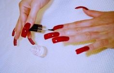 Wife Nails, Princess Power, 90s Nails, Nails 2014, Long Red Nails, Curved Nails, Her Nails, Glow Nails