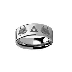 Legend of Zelda Majora Mask Triforce Tungsten Carbide Engraved Ring - 2mm - 12mm Geeky Wedding, Mens Wedding Bands Tungsten, Tungsten Wedding Band, Tungsten Mens Rings, Engraved Ring, Tungsten Carbide Rings, Tungsten Wedding Bands, Tungsten Carbide, Men's Ring