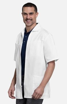 Clearance Men's Med-Man Zip Front 32" Lab Coat Black Lab Coat, Chemistry Lab Coat, Lab Coats Medical, Health Care