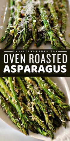 A Healthy Labor Day party food idea that's ready in 20 minutes! This Oven Roasted Asparagus recipe features asparagus, minced garlic, and freshly grated Parmesan cheese. Serve this easy side dish, and this could be also your best summer BBQ side dish! Roasted Asparagus Recipe, Asparagus Recipes Oven, Roasting Garlic In Oven, Grilled Asparagus Recipes, Asparagus Recipes Roasted, Oven Roasted Asparagus, Parmesan Asparagus, Asparagus Recipes