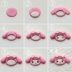 step by step instructions on how to make an adorable pink animal brooch with ears