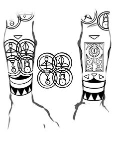 an artistic drawing of two vases with designs on them