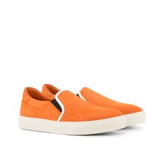 Ambrogio 4151 Bespoke Custom Men's Shoes Orange Suede Leather Slip-On Casual Sneakers (AMB1371) Material: Suede Leather Hardware: None Color: Orange Outer Sole: Rubber Sole Hand-Painted Suede Leather Top Casual Slip-On Sneakers Style Calf-Skin Lining Insole Comes with original box and dust bag 100% Handmade in Spain 4151-ORANGE Note: This is a "Special Order" product, production takes approximately 30 days to complete before shipping out. Order as pictured or customize it using our 3D Tool, ther Shoes Orange, Mens Slip On Shoes, Custom Made Shoes, Orange Leather, Custom Sneakers, Suede Sneakers, Handmade Shoes, Custom Shoes, Vans Classic Slip On Sneaker