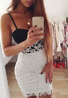 Lace black and white bodycon dress Lace Bodycon Dress, Lace White Dress, Skirt Outfits, Pretty Dresses, Pretty Outfits, Dress Collection, Cute Dresses, Dress To Impress, Sleeveless Formal Dress