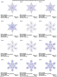 snowflakes are shown in blue and white, with the names below them on it