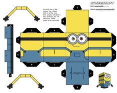 an origami paper model of a minion