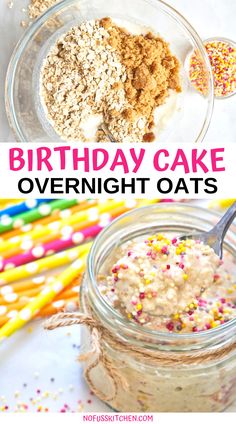 birthday cake overnight oats in a jar