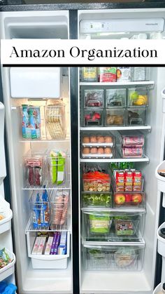 an open refrigerator filled with lots of food