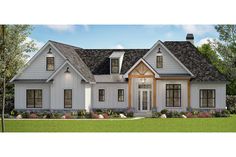 this is an artist's rendering of the front elevation of these country house plans