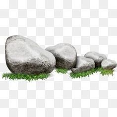 some rocks and grass on a white background