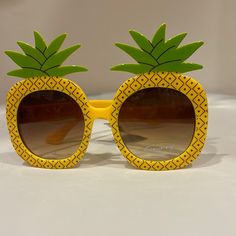 Circus Ny Pineapple Sunglasses Oversized Lenses Pineapple Lenses Theme 100% Uv Absorptive New Yellow Sunglasses With Uv Protection For Summer, Yellow Summer Sunglasses With Uv Protection, Playful Yellow Sunglasses With Uv Protection, Playful Yellow Tinted Sunglasses, Fun Yellow Sunglasses With Gradient Lenses, Playful Yellow Sunglasses For Beach, Yellow Sunglasses With Uv Protection For Vacation, Adjustable Yellow Sunglasses With Uva Protection, Yellow Sunglasses For Summer Vacation