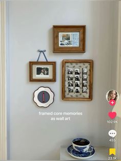 Frame core memories in a cute aesthetic way Memory Gallery Wall, Core Memories Aesthetic, Ucsd Dorm, Gallery Photo Wall, Minimalistic House, Thrift Wishlist, Wall Hanging Ideas, Core Memories, Memory Wall