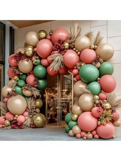 a wreath made out of balloons and other decorations