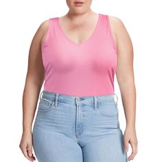 Celebrate your curves with our plus size V-neck knit tank top in pink. Made with high-quality knit fabric, this versatile tank top offers a flattering fit and effortless style. Pink Ribbed Stretch Tank Top, Stretch Ribbed Pink Tank Top, Pink Sleeveless Elastane Top, Pink V-neck Casual Tank Top, Pink V-neck Tank Top Casual, Pink V-neck Tank Top Casual Style, Feminine Stretch Pink Tank Top, Spring V-neck Elastane Tank Top, Fitted Pink V-neck Tank Top