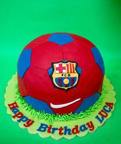 a birthday cake with a soccer ball on it