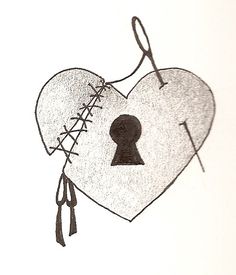 a drawing of a heart with a keyhole in the shape of a lock on it