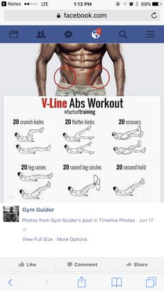 the facebook page shows an image of a man's abs workout